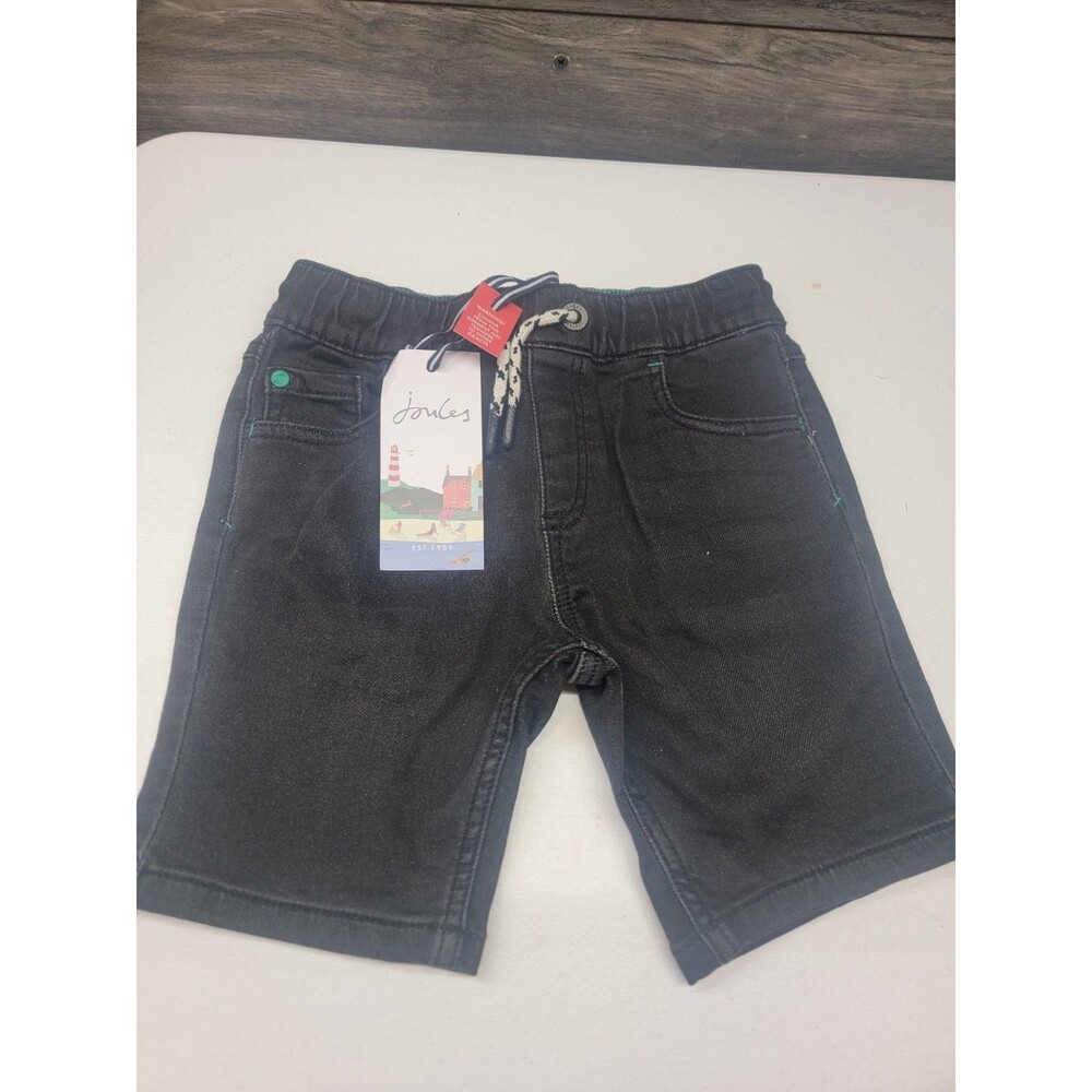 JOULES Boys Denim Shorts Sz 5  Black Adjustable Waist NEW